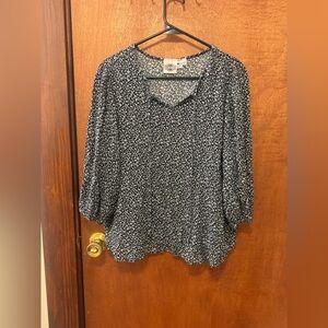 Elegant Navy Floral Women's Blouse